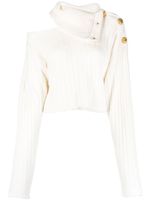 Balmain pull crop à découpes - Blanc