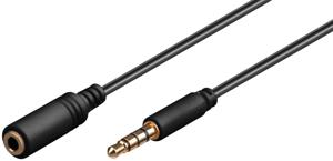 goobay Hoofdtelefoon en audio AUX verlengkabel, 4-pin 3.5mm slim verlengkabel 2 meter