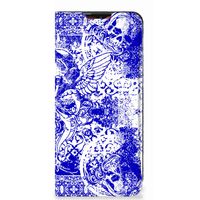 Mobiel BookCase Motorola Moto E7 Power | E7i Power Angel Skull Blauw - thumbnail