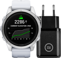 Garmin Epix Pro Wit 42mm + Bluebuilt Oplader 30W Zwart