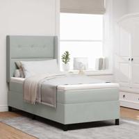 vidaXL Boxspringbed met matras en LED fluweel lichtgrijs 80x200 cm