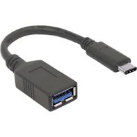 Manhattan USB-kabel USB 3.2 Gen1 (USB 3.0 / USB 3.1 Gen1) USB-C stekker, USB-A bus 0.15 m Zwart Stekker past op beide manieren 355285 - thumbnail