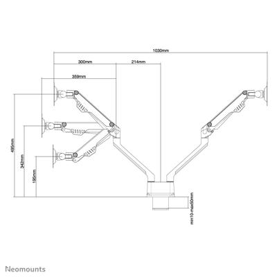 Neomounts FPMA-D750DSILVER Monitor-tafelbeugel 2-voudig 25,4 cm (10) - 81,3 cm (32) Grijs Zwenkbaar, Roteerbaar, Kantelbaar