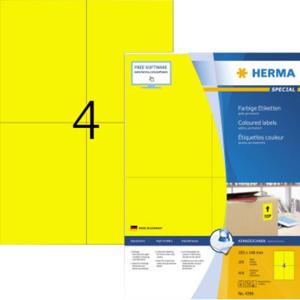 Herma 4396 Universele etiketten 105 x 148 mm Papier Geel 400 stuk(s) Permanent hechtend Inkjet, Laser (zwart/wit), Laser (kleur), Kopiëren (zwart/wit),