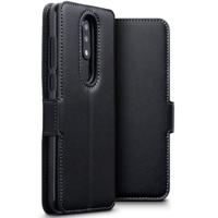 Qubits - lederen slim folio wallet hoes - Nokia 5.1 Plus - zwart