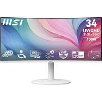 MSI Modern MD342CQPW 34 inch UWQHD gebogen 1500R pc-monitor - VA-paneel 3440 x 1440, KVM, PIP/PBP, breed kleurengamma, oogcomfort, geïntegreerde luidspreker, 3-assig verstelbaar - HDMI 2.0b, DP 1.4