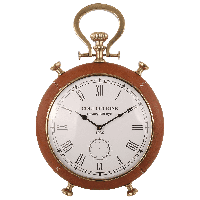 Staande klok Raphael groot brons + donkerbruin leer