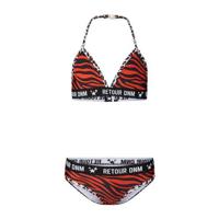 Retour Denim triangel bikini Joselyn met zebraprint rood/zwart