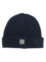 Stone Island bonnet nervuré à patch logo - Bleu