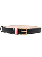 Thom Browne ceinture en cuir grainé à rayures RWB - Noir