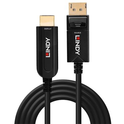 LINDY 38494 DisplayPort-kabel DisplayPort / HDMI / Glasvezel Adapterkabel DisplayPort-stekker, HDMI-A-stekker 50.00 m Zwart 4K UHD
