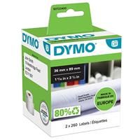 DYMO authentieke grote LW-adreslabels | 36 x 89 mm | Zelfklevend | Rol van 260 | 2 stuks (520 Easy-Peel-labels) | Geschikt voor LabelWriter-labelmakers | Gemaakt in Europa