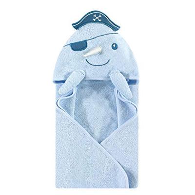 Hudson Baby Unisex Baby Cotton Animal Face Hooded Towel, Narwhal, One Size