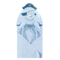 Hudson Baby Unisex Baby Cotton Animal Face Hooded Towel, Narwhal, One Size