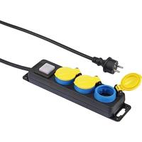 Renkforce 350E-CMB Stekkerdoos met schakelaar 3-voudig Zwart, Geel, Blauw Randaarde stekker 1 stuk(s)