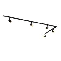 QAZQA - Modern Modern railsysteem met 5 spots zwart goud 1-fase - Iconic Jeana | Slaapkamer - Aluminium Langwerpig - GU10 Geschikt voor LED - Max. 5 x 50 Watt
