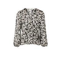 Morgan semi-transparante top met all over print en overslag detail zwart/ecru