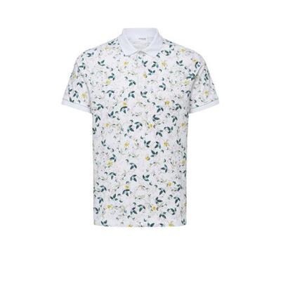 SELECTED HOMME gebloemde slim fit polo Willy van biologisch katoen wit/geel/groen SELECTED HOMME gebloemde slim fit polo Willy van biologisch katoen wit/geel/groen