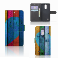 LG K4 (2017) Book Style Case Wood Heart - Cadeau voor je Vriend