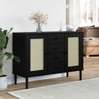 Dressoir SENJA rattan-look 112x40x80 cm grenenhout zwart - thumbnail