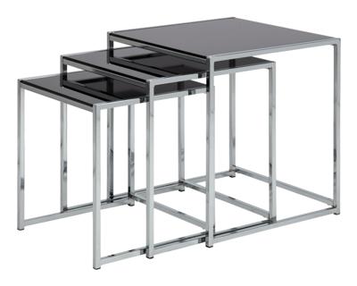 Bendt Bijzettafel Cross Set van 3 stuks - Zwart - Vierkant