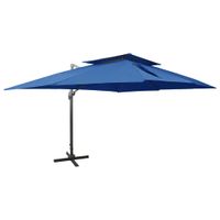 Zweefparasol met dubbel dak 400x300 cm azuurblauw