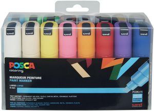 Posca paintmarker PC-8K, etui met 16 stuks in geassorteerde kleuren