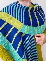 Blue Patchwork Striped Printed Woolen Scarf Ethnic Vintage Accessories