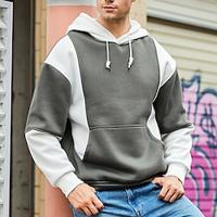 Voor heren Trui met capuchon Grijs Capuchon Kleurenblok Lapwerk Sport Outdoor Dagelijks Feestdagen Streetwear Basic Casual Lente Herfst Kleding Hoodies Sweatshirts Lightinthebox - thumbnail