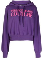 Versace Jeans Couture hoodie crop à logo imprimé - Violet