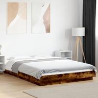 vidaXL Bedframe bewerkt hout gerookt eikenkleurig 120x200 cm, bed, bed ombouw, 2 persoonsbed, bedbodem, slaapkamermeubel, tweepersoonsbed