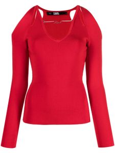 Karl Lagerfeld cut-out logo-charm jumper - Rouge