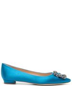 Manolo Blahnik ballerines Hangisi Flat à ornements en cristal - Bleu - thumbnail