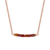 CO88 Collection Serenity 8CN 26103 Stalen Collier met Beads - Rhodoniet 5 mm - Lengte 40 + 5 cm - Goudkleurig / Rood