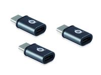 Conceptronic DONN05G OTG-adapter voor USB-C naar Micro-USB 3-pack