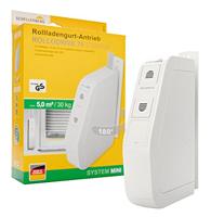 Schellenberg 22575 Elektrische riemwikkelaar ROLLODRIVE 75 STANDAARD, tot 5 m² rolluikoppervlak, 30 kg trekkracht, 180 graden draaibaar, complete set incl. stekker en automatische timer