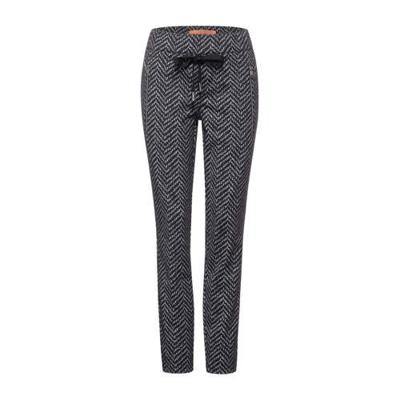 Street One slim fit joggingbroek Bonny met visgraat zwart/wit Street One slim fit joggingbroek Bonny met visgraat zwart/wit