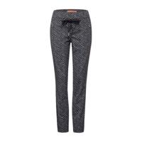 Street One slim fit joggingbroek Bonny met visgraat zwart/wit