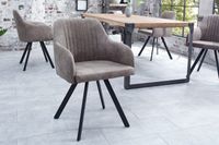 Retro design stoel LUCCA antiek taupe met quilten industrieele stijl - 38309