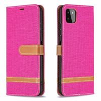 Samsung Galaxy A21S hoesje - Bookcase - Pasjeshouder - Portemonnee - Vintage - Stof - Kunstleer - Roze