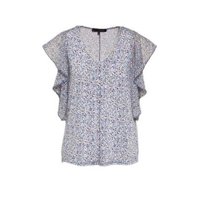 LOLALIZA gebloemde semi-transparante top lichtblauw