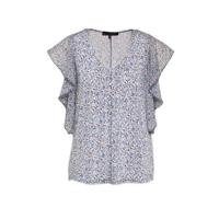 LOLALIZA gebloemde semi-transparante top lichtblauw