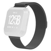 By Qubix - Compatible met Fitbit Versa 1/2 & Lite milanese bandje - Maat: Large - Donkergrijs - Compatible fitbit bandje