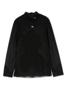 Dolce & Gabbana Kids blouse à plaque logo - Noir