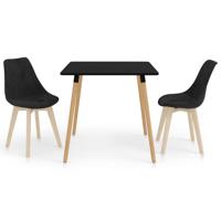 vidaXL 3-delige Eethoek zwart