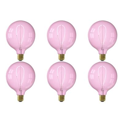 CALEX - LED Lamp 6 Pack - Nora Quartz G125 - E27 Fitting - Dimbaar - 4W - Warm Wit 2000K - Roze