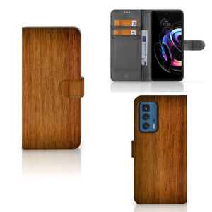 Motorola Edge 20 Pro Book Style Case Donker Hout