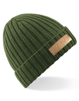 BLACK RIBBED BEANIE Groen One size