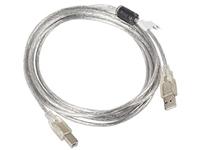 Lanberg CA-USBA-12CC-0030-TR USB 2.0 A-stekker naar USB 2.0 B-stekker kabel met ferrietkern transparant, 3 m helder