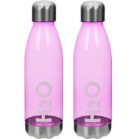 2x stuks bidon drinkfles/waterfles roze 700 ml met schroefdop - thumbnail